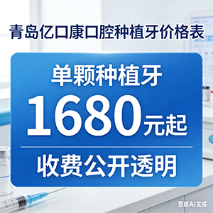 青岛亿口康口腔种植牙价格表：单颗种植牙1680元起，收费公开透明